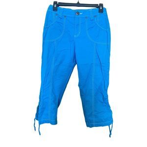 Retro Tribal Women Crop Capri Pants Teale Turquoise Pants Size 2